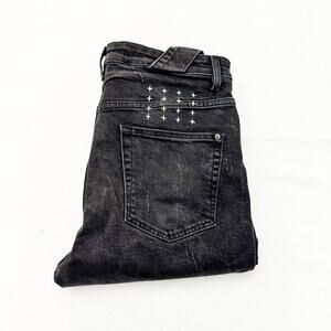 Ksubi Denim Jeans Chitch Boneyard Black Mid Rise Slim Fit Size 33